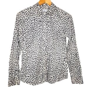 UNTUCKit Womens Animal Leopard Print Mia Button Down Shirt Size 4